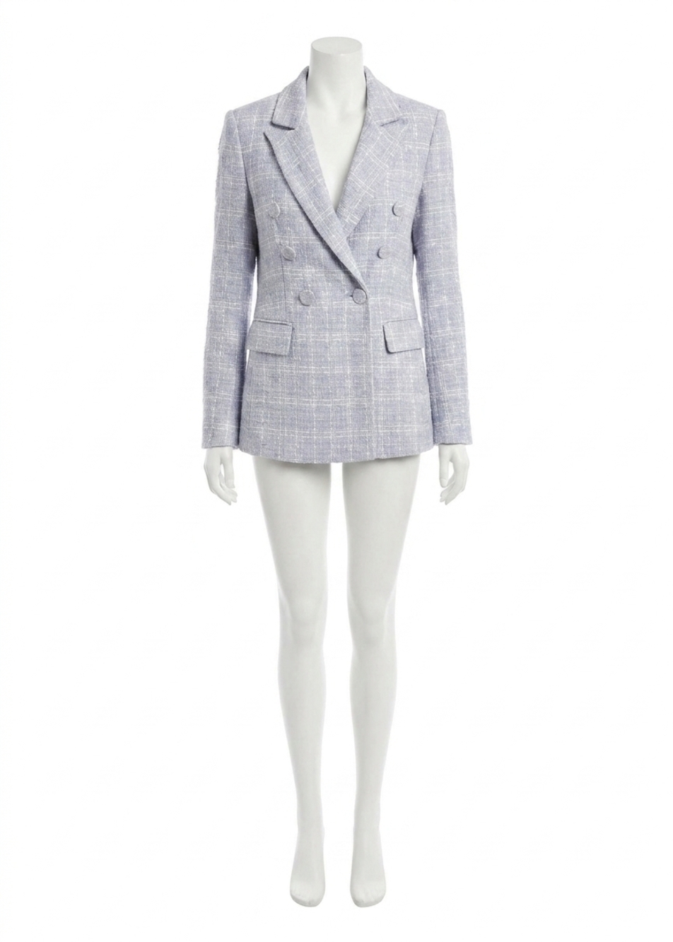 NEW CAMI NYC bruna tweed blazer in white delphinium
